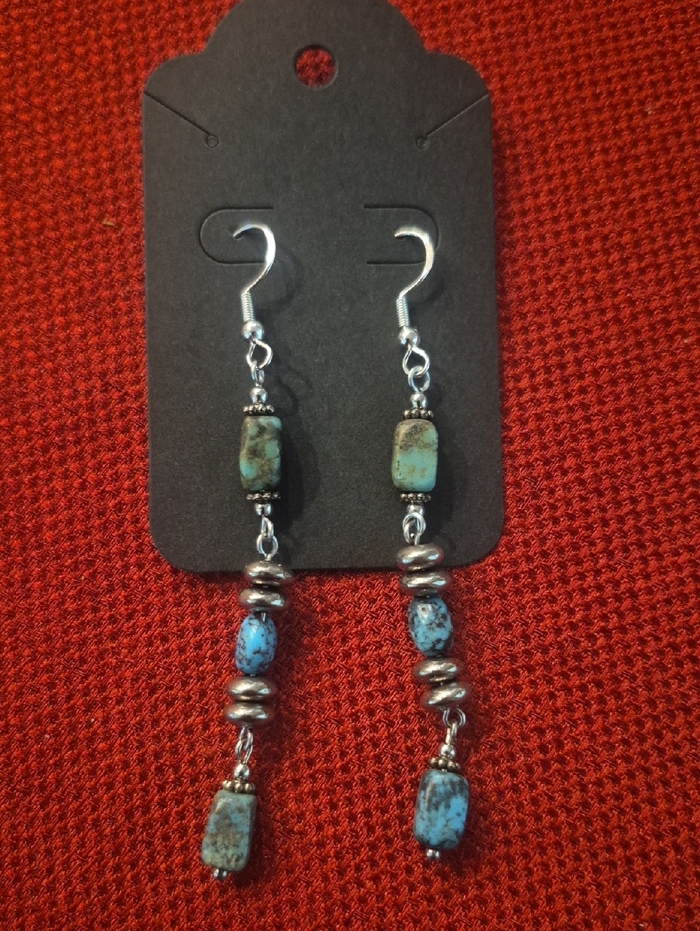 Turquoise Blue Beaded Dangle Earrings - Women Jewelry